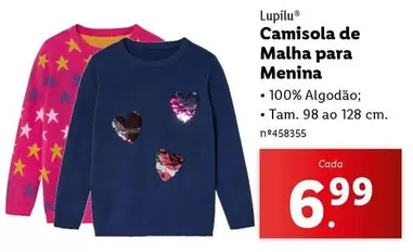 Oferta de Camisola De Malha Para Menina por 6,99€ em Lidl