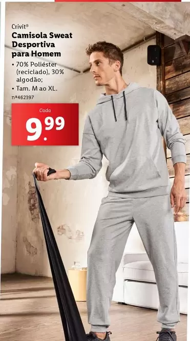 Oferta de Crivit - Camisola Sweat Desportiva Para Homem por 9,99€ em Lidl