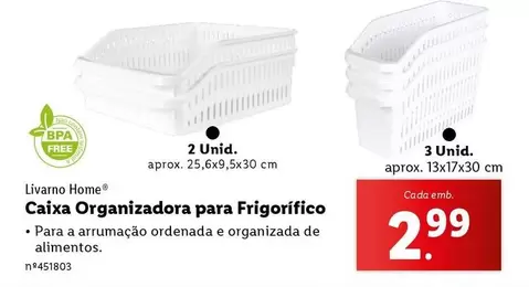 Oferta de Caixa Organizadora Para Frigorifico por 2,99€ em Lidl