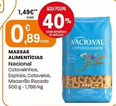 Oferta de Nacional - Massas Alimenticias por 0,89€ em Intermarché