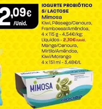 Oferta de Mimosa - Iogurte Probiotico S/Lactose por 2,09€ em Intermarché