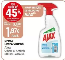 Oferta de Ajax - Spray Limpa Vidros por 1,97€ em Intermarché