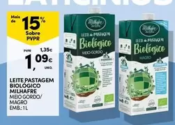 Oferta de Milhafre - Leite Pastagem Biologico por 1,09€ em Continente