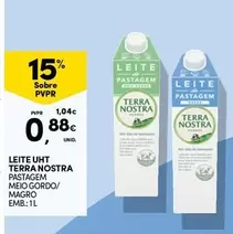 Oferta de Terra Nostra - Leite Uht Pastagem Melo Gordo/ Magro por 0,88€ em Continente