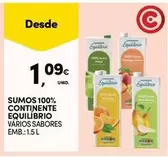 Oferta de Sumos 100% Continente por 1,09€ em Continente