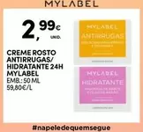 Oferta de Mylabel - Creme Rosto Antirrugas/ Hidratante 24h por 2,99€ em Continente