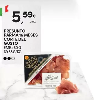 Oferta de Corte del Gusto - Presunto Parma 16 Meses Corte Del Gusto por 5,59€ em Continente