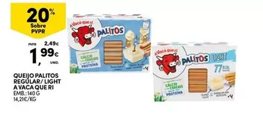 Oferta de A+ - Queijo Palitos Regular/light A Vaca por 1,99€ em Continente