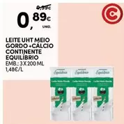 Oferta de Continente - Leite UHT Meio Gordo+Calcio por 0,89€ em Continente