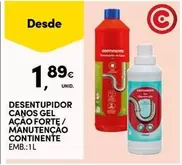 Oferta de Continente - Desentuidor Canos Gel Ação Forte/Manutenção por 1,89€ em Continente