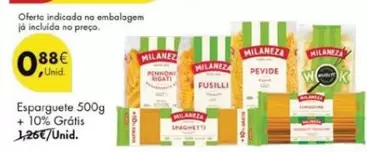 Oferta de Milaneza - Esparguete + 10% Gratis por 0,88€ em Pingo Doce