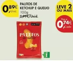 Oferta de A+ - Palitos De Ketchup E Queijo por 0,89€ em Pingo Doce