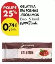 Oferta de Gelatina Em Folhas por 0,74€ em Pingo Doce