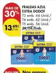 Oferta de Dodot - Fraldas Azul Extra por 13,49€ em Pingo Doce