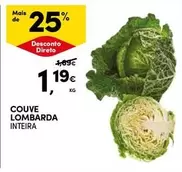 Oferta de Couve Lombarda por 1,19€ em Continente Bom dia