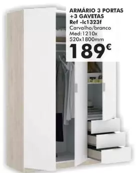 Oferta de Armario 3 Portas + 3 Gavetas por 189€ em E.Leclerc