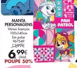 Oferta de Licenças - Manta Personagens por 6,99€ em Pingo Doce