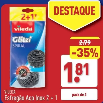 Oferta de Vileda - Esfregao Aco Inox por 1,81€ em Aldi