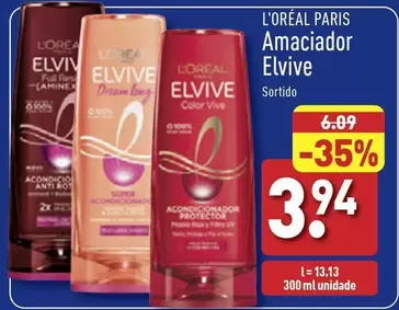 Oferta de L'Oréal -  Paris Amaciador Elvive por 3,94€ em Aldi