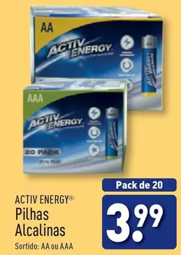 Oferta de Activ Energy - Pilhas Alcalinas por 3,99€ em Aldi