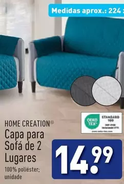 Oferta de Home creation - Capa Para Sofa De 2 Lugares por 14,99€ em Aldi