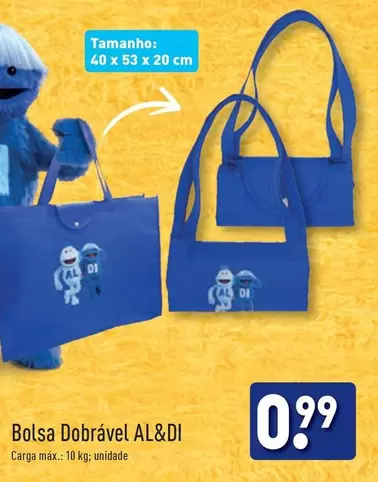 Oferta de Bolsa Dobrável por 0,99€ em Aldi