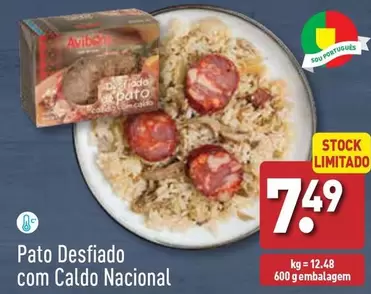 Oferta de Pato Desfiado Com Caldo Nacional  por 7,49€ em Aldi