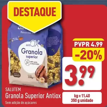 Oferta de Salutem - Granola Superior Antiox por 3,99€ em Aldi