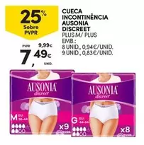 Oferta de Ausonia - Cueca Incontinencia Discreet por 7,49€ em Continente