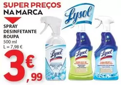 Oferta de Lysol - Spray Desinfetante Roupa por 3,99€ em E.Leclerc