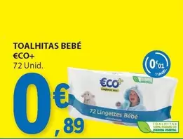 Oferta de Eco+ - Toalhitas Bebe por 0,89€ em E.Leclerc