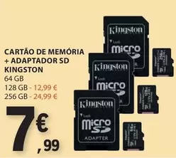 Oferta de Kingston - Cartao De Memoria + Adaptador Sd por 7,99€ em E.Leclerc