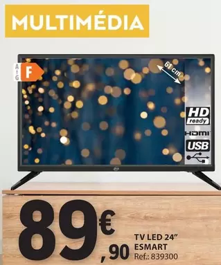 Oferta de Tv Led 24" por 89€ em E.Leclerc