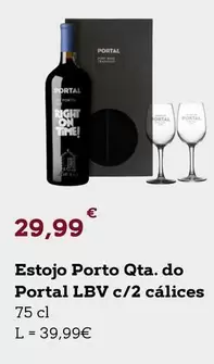 Oferta de Estojo Porto Qta. Do Portal Lbv C/2 Cálices por 29,99€ em E.Leclerc