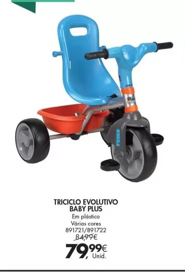 Oferta de Triciclo Evolutivo Baby Plus por 79,99€ em Pingo Doce