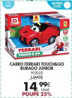 Oferta de Ferrari - Carro Touch&Go Burago Junior por 14,99€ em Pingo Doce