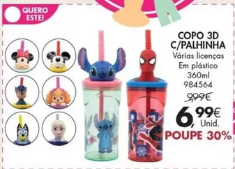 Oferta de 3d - Copo  C/palhinha por 6,99€ em Pingo Doce