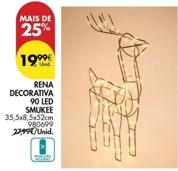 Oferta de Smukee - Rena Decorativa 90 Led por 19,99€ em Pingo Doce