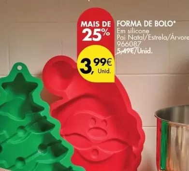 Oferta de Forma+ - Em Silicone Pai Natal/ Estrela/ Arvore por 3,99€ em Pingo Doce