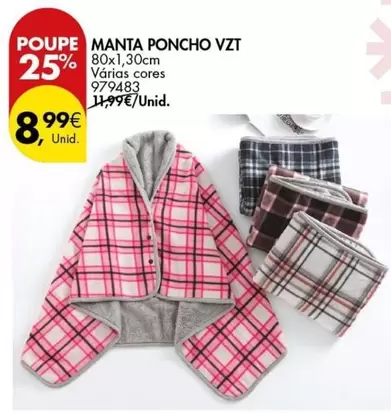 Oferta de Manta Poncho VZT por 8,99€ em Pingo Doce