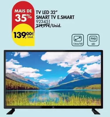 Oferta de Tv Led 32" Smart Tv E.Smart por 139€ em Pingo Doce