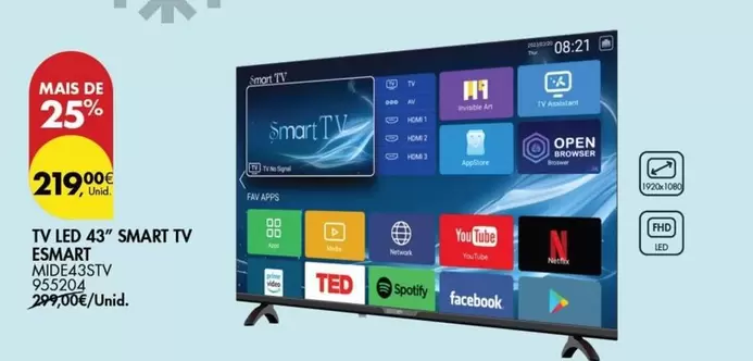 Oferta de Esmara - Tv Led 43 Smart Tv por 219€ em Pingo Doce