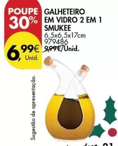 Oferta de Smukee - Galheteiro Em Vidro 2 Em 1 por 6,99€ em Pingo Doce