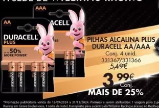 Oferta de Duracell - Pilhas Alcalina Plus Aa/aaa por 3,99€ em Pingo Doce