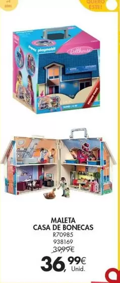 Oferta de Playmobil - Maleta Casa De Bonecas por 36,99€ em Pingo Doce