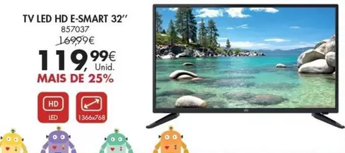 Oferta de Tv Led Hd E-Smart 32" por 119,99€ em Pingo Doce