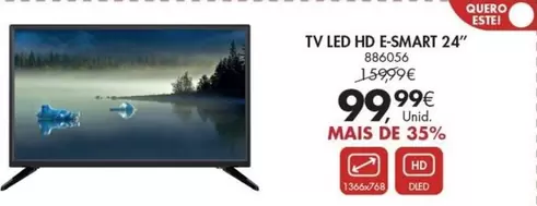 Oferta de Tv Led E-Smart 24" por 99,99€ em Pingo Doce