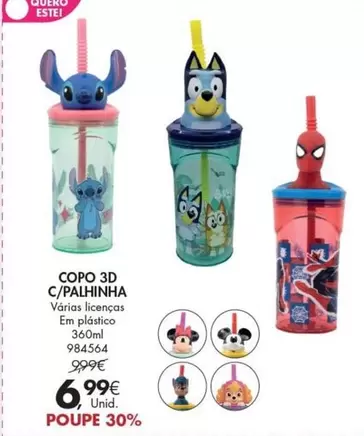 Oferta de 3d - Copo  C/palhinha por 6,99€ em Pingo Doce