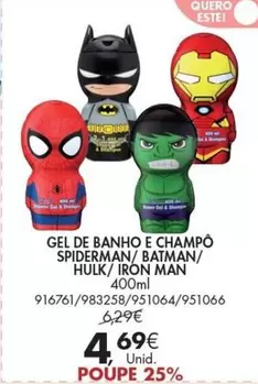 Oferta de Iron man - Gel De Banho E Champo por 4,69€ em Pingo Doce