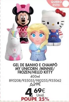 Oferta de Hello Kitty - Gel De Banho E Champo My Unicorn/Minnie/ Frozen/hello Kitty por 4,69€ em Pingo Doce